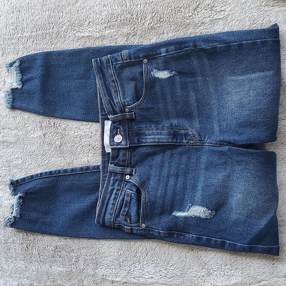 KanCan Distressed Highp Rise Raw Hem Skinny Blue Jeans Size 27 Waist 27 Inches - Picture 2 of 4